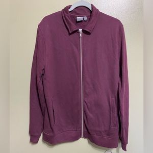 ASOS DESIGN jersey harrington jacket in burgundy, Size‎ L